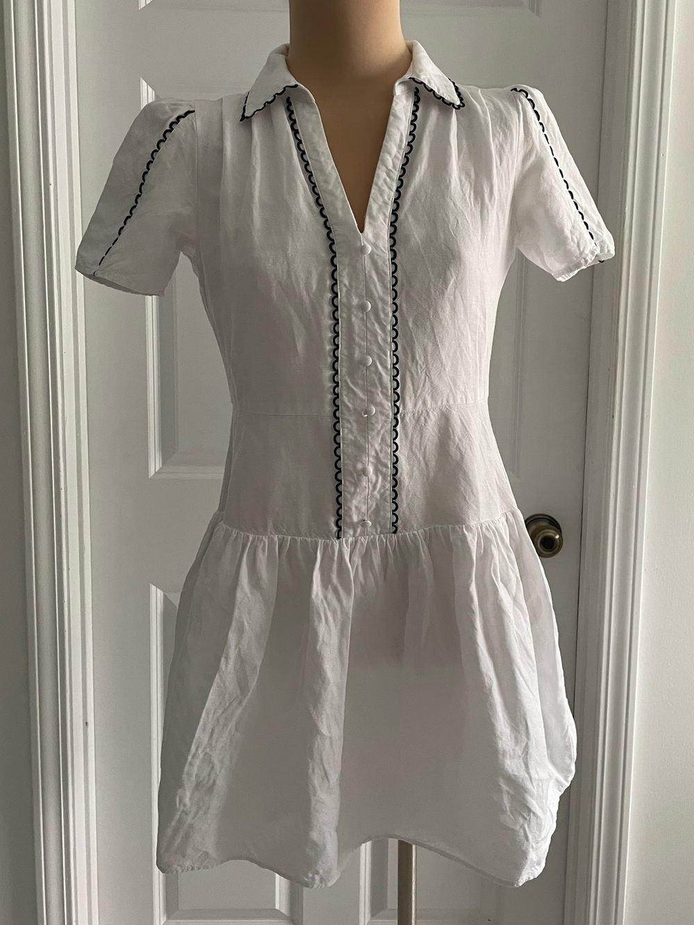 Karl Lagerfeld Drop Waist Linen Blend Dress Size 8
